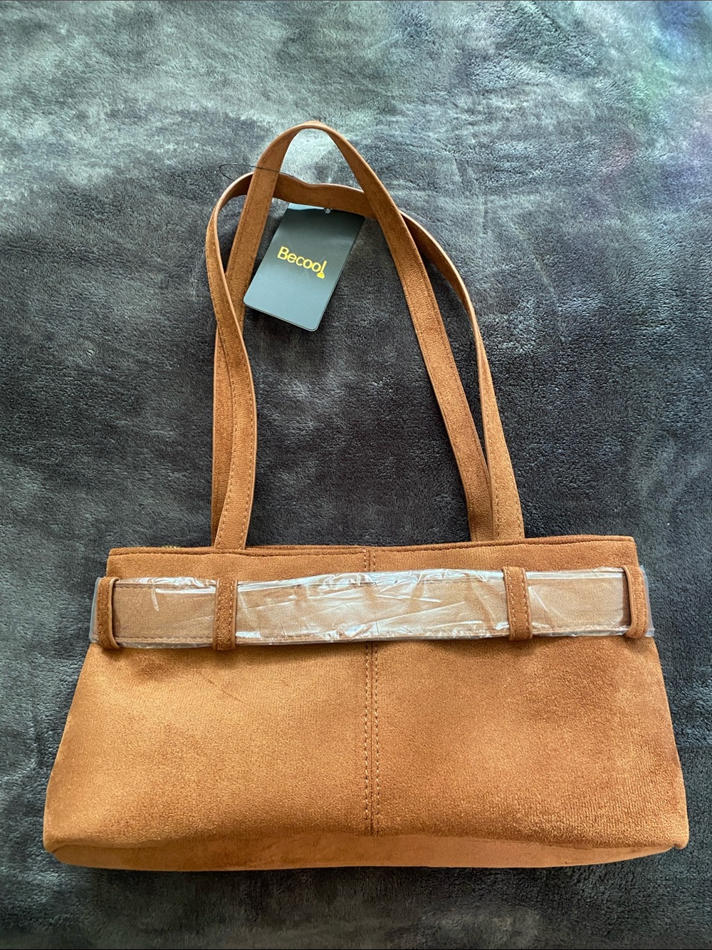 BE COOL Tan Suede Shoulder Bag with Bow Charm - Picture 2 of 10